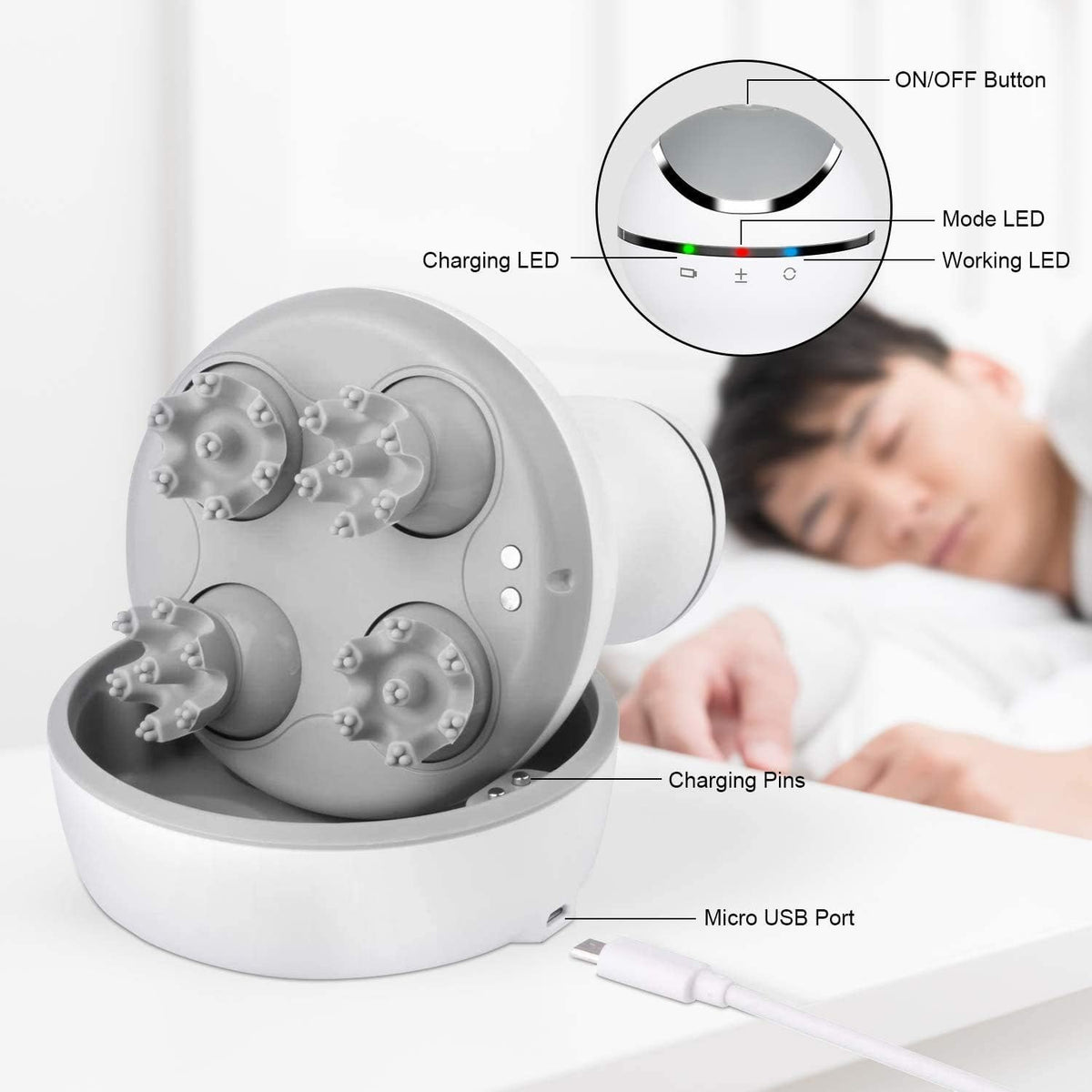 Cordless Scalp Massager — 84-Node Kneading for Hair & Relaxation