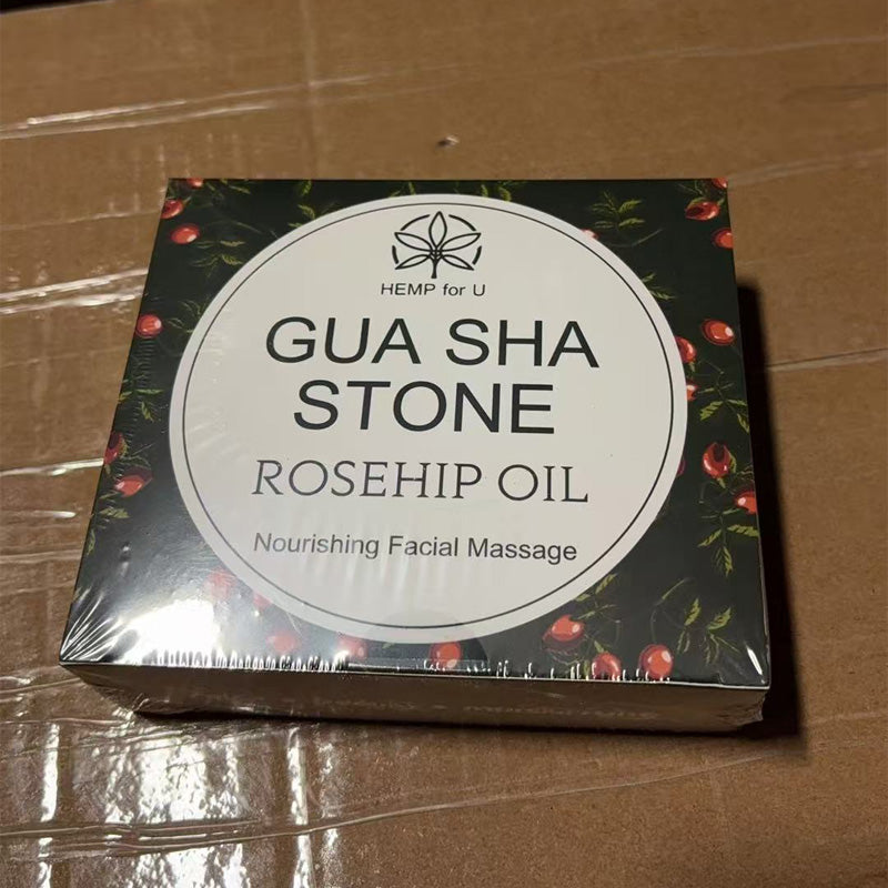 Jade Gua Sha & Rosehip Oil Set with Travel Pouch